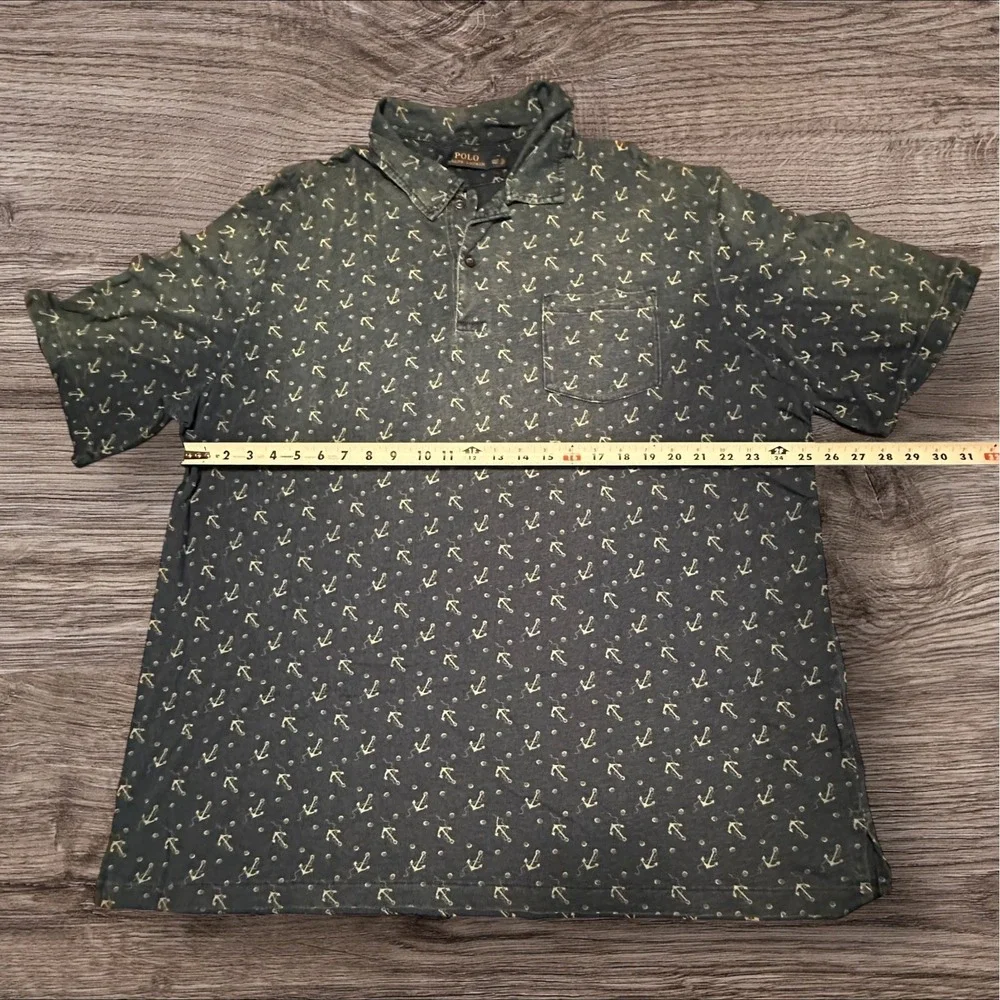 Polo Ralph Lauren Anchor Print Shirt Mens 2XLT Short Sleeve 100% Cotton‎